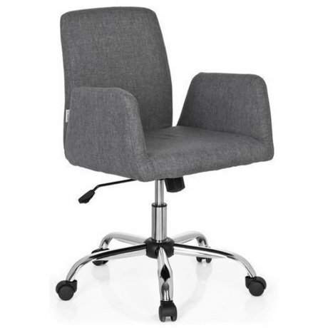 Sedia Home Office FLOW con rivestimento in tessuto grigio e base a stella lucida su ruote di hjh OFFICE