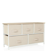 Cassettiera beige FOLDAR con cinque cassetti in tessuto e piano in legno chiaro di hjh LIVING
