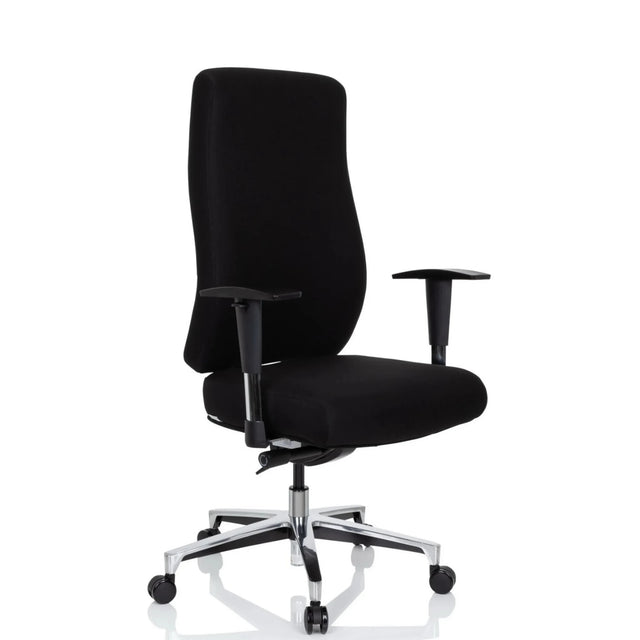 Sedia da ufficio professionale FORCOM nera con braccioli e base lucida di hjh OFFICE