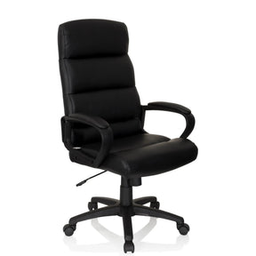 Poltrona professionale FUTURA 100 nera con rivestimento in ecopelle, braccioli e base a rotelle di hjh OFFICE