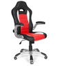 Sedia da gaming GAME SPORT in nero e rosso con braccioli argentati e base con ruote di hjh OFFICE