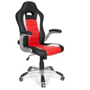 Sedia da gaming GAME SPORT in nero e rosso con braccioli argentati e base con ruote di hjh OFFICE