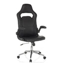Sedia da gaming GAME SPORT PRO nera con rivestimento in ecopelle e base cromata di MyBuero
