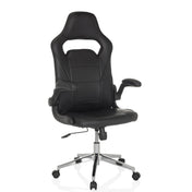 Sedia da gaming GAME SPORT PRO nera con rivestimento in ecopelle e base cromata di MyBuero