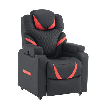 Poltrona Lounge Game Sport RX in nero e rosso con rivestimento trapuntato e ruote di hjh OFFICE