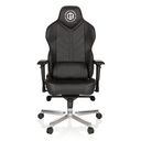 Sedia da gaming GAMEBREAKER COLOSSUS nera con rivestimento in ecopelle e base a stella lucidata di hjh OFFICE