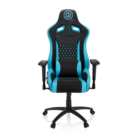Sedia da gaming GAMEBREAKER SX 04 in nero e turchese con impunture e braccioli regolabili di hjh OFFICE