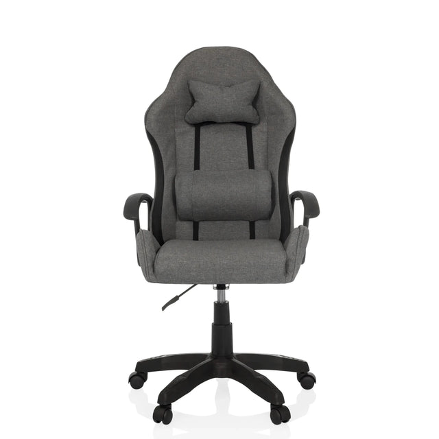 Sedia da gaming GAMEBREAKER W01 in grigio e nero con cuscini per collo e lombari di MyBuero