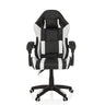 Sedia da gaming GAMEBREAKER W02 in bianco e nero con cuscini per il collo e lombari e rotelle di MyBuero