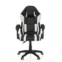 Sedia da gaming GAMEBREAKER W02 in bianco e nero con cuscini per il collo e lombari e rotelle di MyBuero
