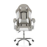 Sedia da gaming GAMEBREAKER W03 in grigio-bianco con cuscini per collo e lombari e base argentata di MyBuero