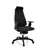 High-end Sedia da ufficio GENIDIA BLACK nera con rivestimento in tessuto, poggiatesta e braccioli di hjh OFFICE