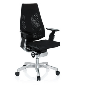 High-end Sedia da ufficio GENIDIA con rivestimento in rete nera e base a stella cromata di hjh OFFICE