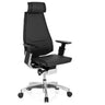 High-end Sedia da ufficio GENIDIA PRO con rivestimento in pelle nera e base cromata di hjh OFFICE