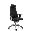 High-end Sedia da ufficio GENIDIA PRO con rivestimento in tessuto nero e base lucidata di hjh OFFICE