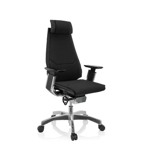 High-end Sedia da ufficio GENIDIA PRO con rivestimento in tessuto nero e base lucidata di hjh OFFICE