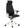 High-end Sedia da ufficio GENIDIA PRO WHITE con rivestimento in pelle nera e struttura bianca di hjh OFFICE