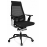 Sedia da ufficio professionale GENIDIA SMART BLACK CM con rivestimento in rete nera ed elementi cromati di hjh OFFICE