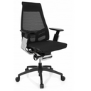 Sedia da ufficio professionale GENIDIA SMART BLACK CM con rivestimento in rete nera ed elementi cromati di hjh OFFICE