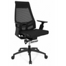 Sedia da ufficio professionale GENIDIA SMART BLACK con rivestimento in rete nera e braccioli di hjh OFFICE