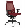 Sedia da ufficio professionale GENIDIA SMART BLACK con rivestimento in rete rosso-nero e braccioli neri di hjh OFFICE