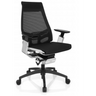 Sedia da ufficio professionale GENIDIA SMART WHITE CM con rivestimento in rete nera e dettagli cromati di hjh OFFICE