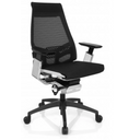 Sedia da ufficio professionale GENIDIA SMART WHITE CM con rivestimento in rete nera e dettagli cromati di hjh OFFICE