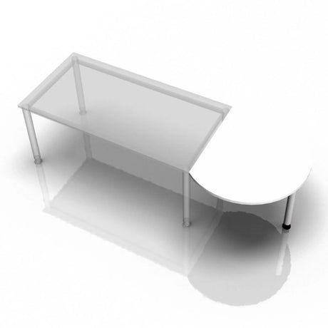 Tavolino bianco HA60 / HA80 / HA160 con un angolo semicircolare su gambe in metallo di hjh OFFICE PRO