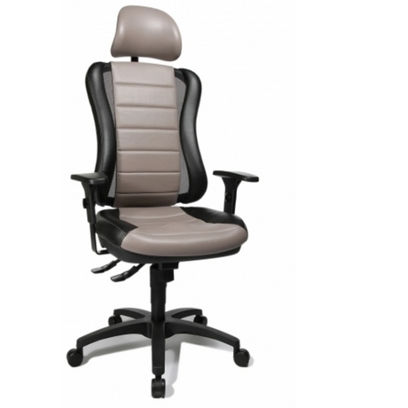 Sedia da ufficio professionale HEAD POINT RS grigia con struttura nera e poggiatesta di Topstar