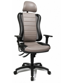 Sedia da ufficio professionale HEAD POINT RS grigia con struttura nera e poggiatesta di Topstar