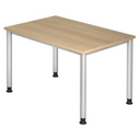 Scrivania regolabile in altezza HILO 12 S in effetto rovere con gambe argentate di hjh OFFICE PRO