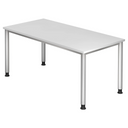 Scrivania regolabile in altezza HILO 16 S in bianco con quattro gambe argentate di hjh OFFICE PRO