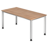 Scrivania regolabile in altezza HILO 16 S effetto noce con gambe argentate di hjh OFFICE PRO