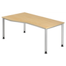 Scrivania regolabile in altezza HILO 18 S effetto acero con gambe argentate di hjh OFFICE PRO
