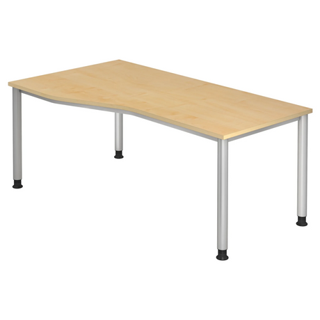 Scrivania regolabile in altezza HILO 18 S effetto acero con gambe argentate di hjh OFFICE PRO