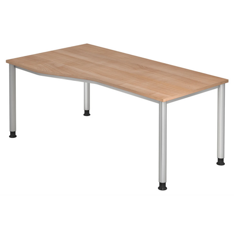 Scrivania HILO 18 S effetto noce con gambe argentate di hjh OFFICE PRO