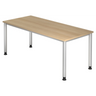 Scrivania regolabile in altezza HILO 19 S in effetto rovere con quattro gambe argentate di hjh OFFICE PRO