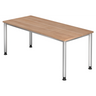 Scrivania regolabile in altezza HILO 19 S con piano in noce e gambe argentate di hjh OFFICE PRO