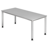 Scrivania grigia HILO 19 S con piano liscio e quattro gambe rotonde di hjh OFFICE PRO