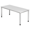 Scrivania regolabile in altezza HILO 19 S in bianco con quattro gambe rotonde in metallo di hjh OFFICE PRO