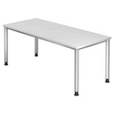 Scrivania regolabile in altezza HILO 19 S in bianco con quattro gambe rotonde in metallo di hjh OFFICE PRO