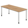 Scrivania regolabile in altezza HILO 19 S in rovere rustico con quattro gambe argentate di hjh OFFICE PRO