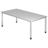 Scrivania grigia HILO 2E S con piano rettangolare e quattro gambe rotonde di hjh OFFICE PRO