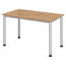 Scrivania regolabile in altezza HILO 612 S in frassino e argento con quattro gambe rotonde di hjh OFFICE PRO