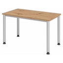 Scrivania regolabile in altezza HILO 612 S in frassino e argento con quattro gambe rotonde di hjh OFFICE PRO