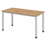 Scrivania regolabile in altezza HILO 614 S in rovere nodoso con gambe argentate di hjh OFFICE PRO
