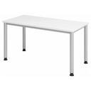 Scrivania bianca HILO 614 S con gambe argentate e piano bianco di hjh OFFICE PRO
