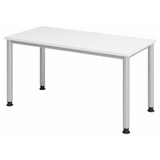 Scrivania bianca HILO 614 S con gambe argentate e piano bianco di hjh OFFICE PRO