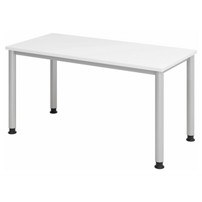 Scrivania bianca HILO 614 S con gambe argentate e piano bianco di hjh OFFICE PRO
