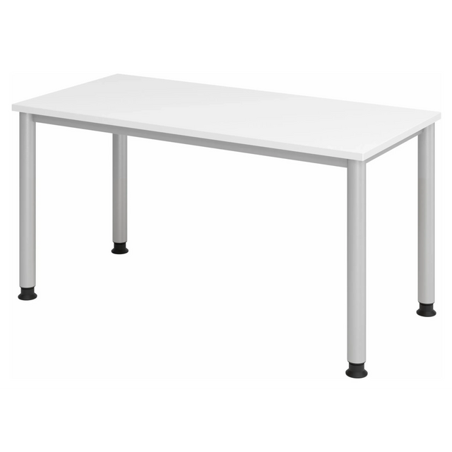 Scrivania bianca HILO 614 S con gambe argentate e piano bianco di hjh OFFICE PRO